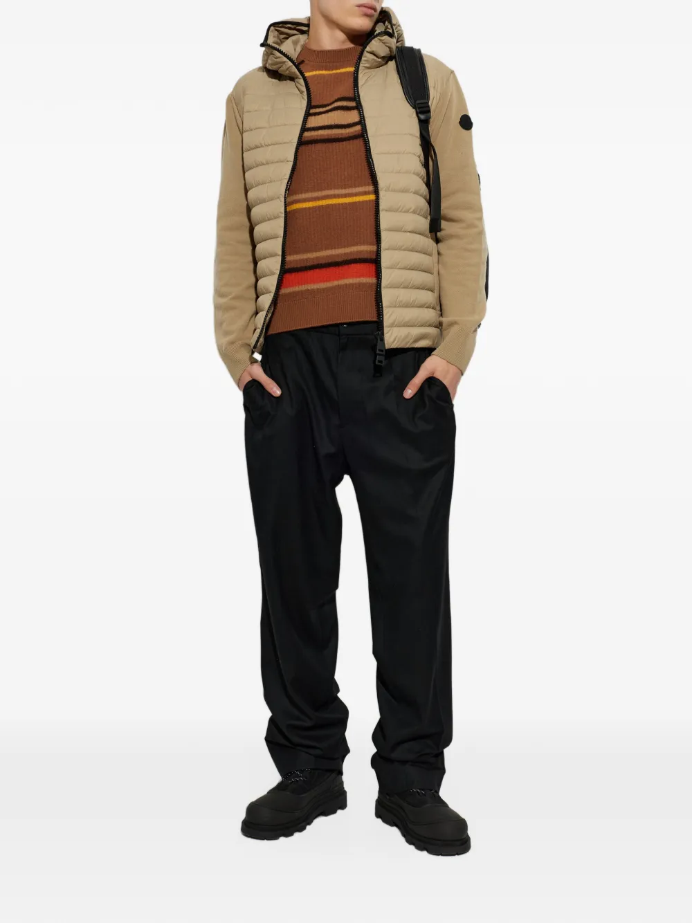 Moncler padded cashmere-blend cardigan Beige