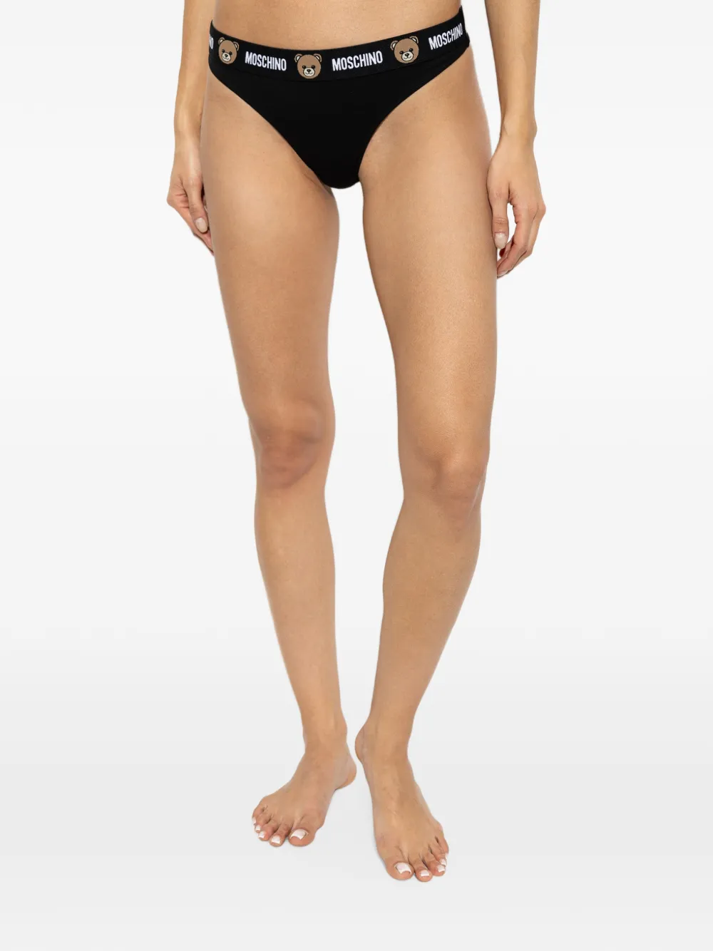 Moschino Teddy Bear logo-waistband thongs (set of two) Zwart