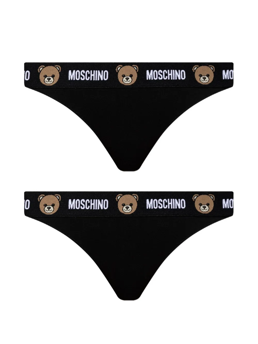 Moschino Teddy Bear logo-waistband thongs (set of two) Zwart