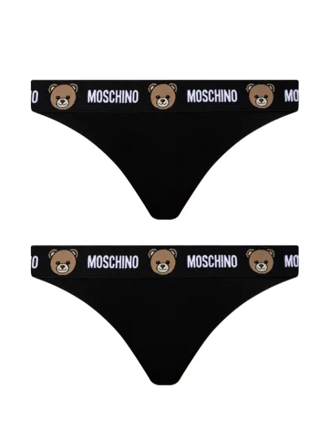 Moschino Teddy Bear logo-waistband thongs (set of two)