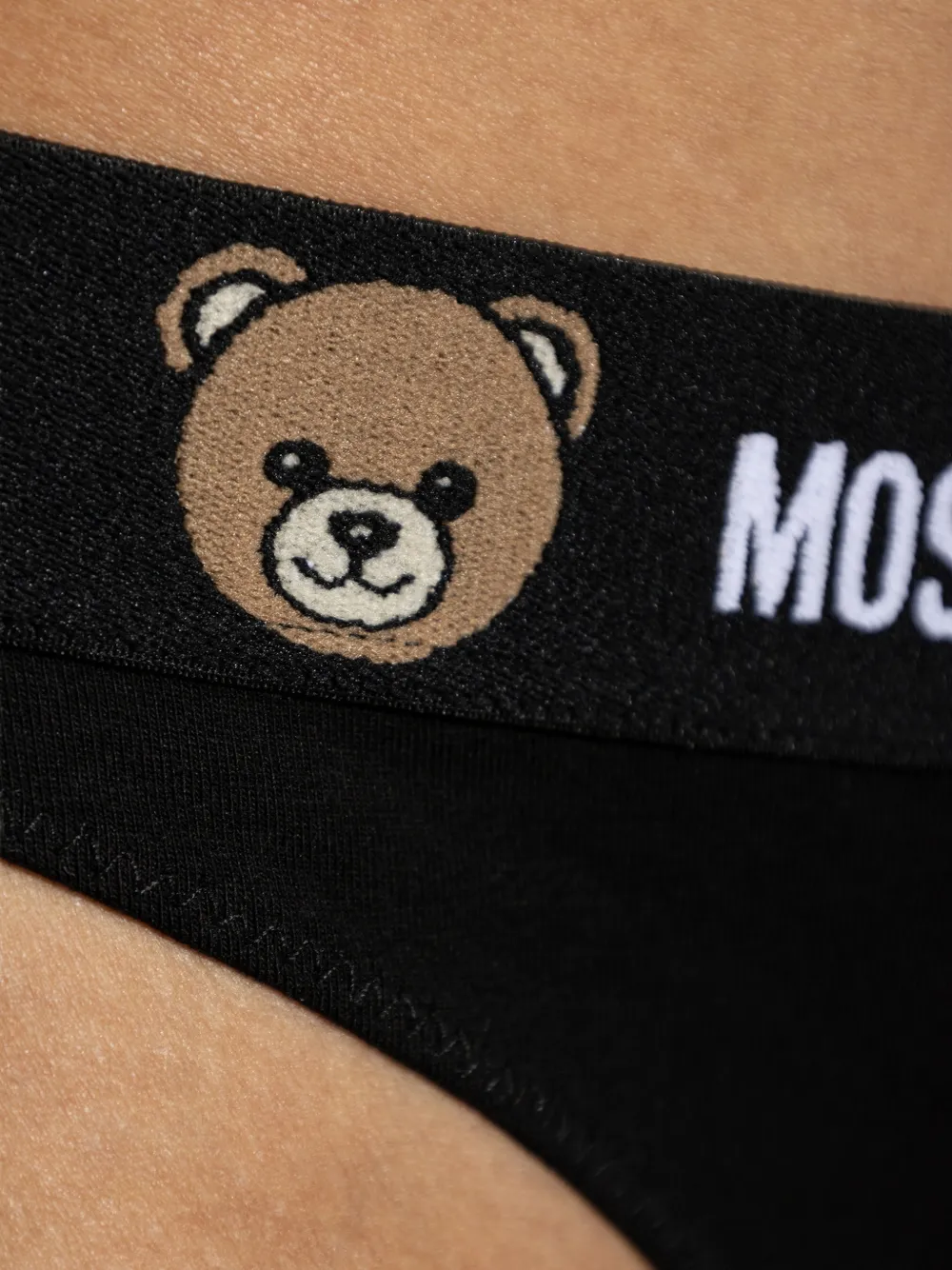 Moschino Teddy Bear logo-waistband thongs (set of two) Zwart