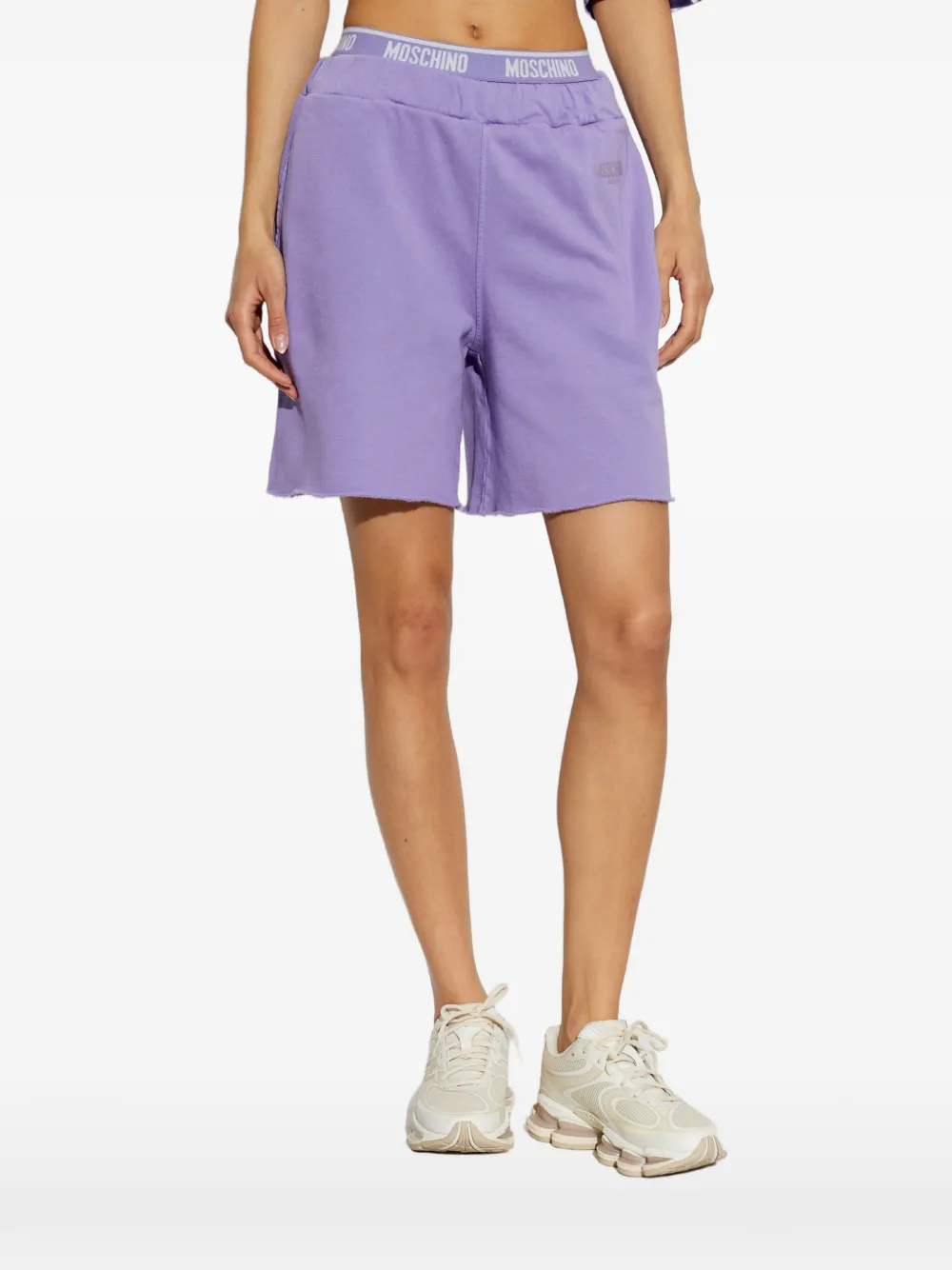 Moschino garment-dyed cotton fleece shorts Paars