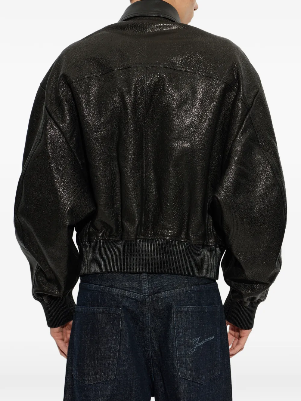 Jacquemus The Losange leather bomber jacket Zwart