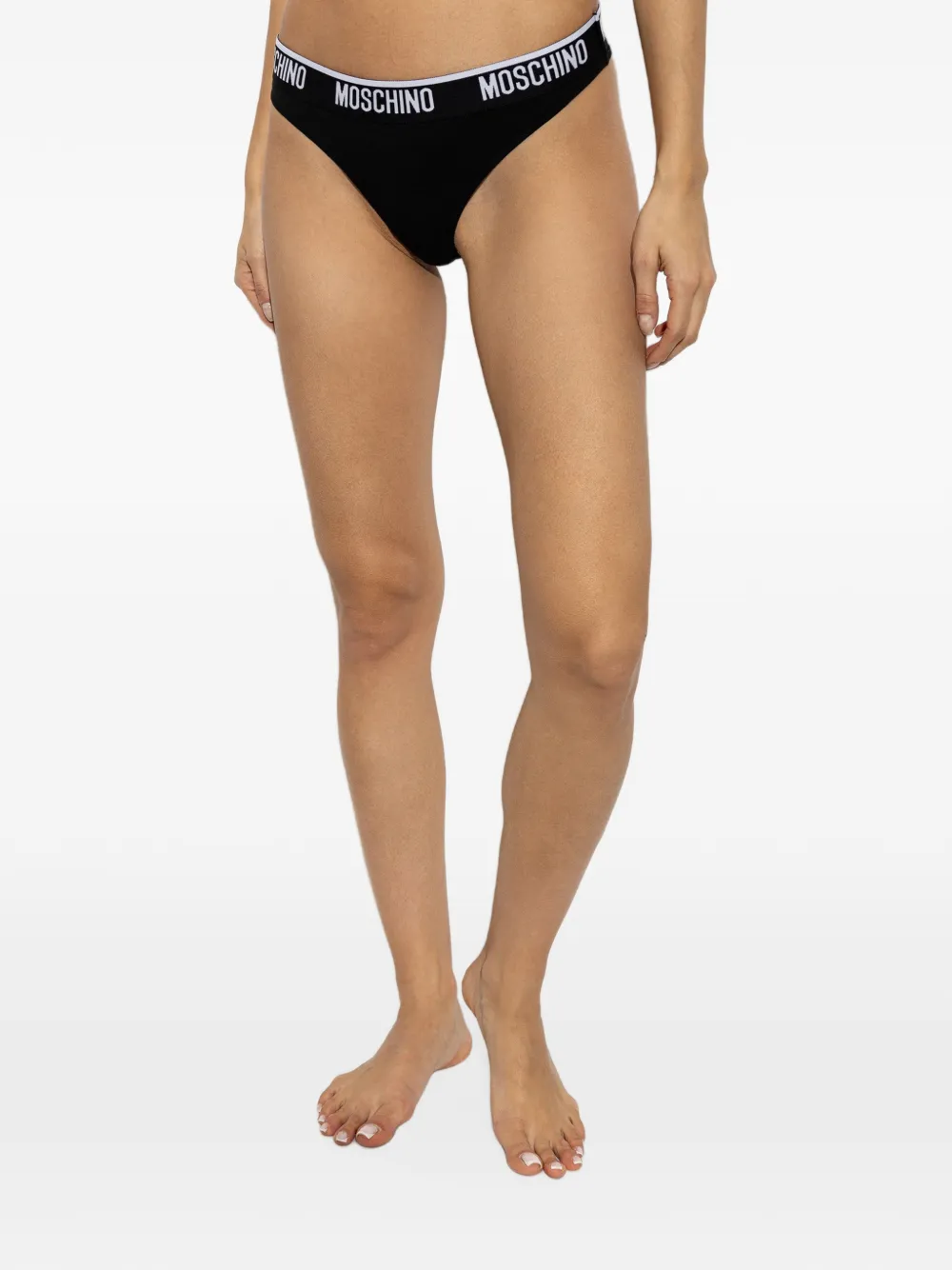 Moschino Perizoma con logo in vita (3 pezzi) - Nero