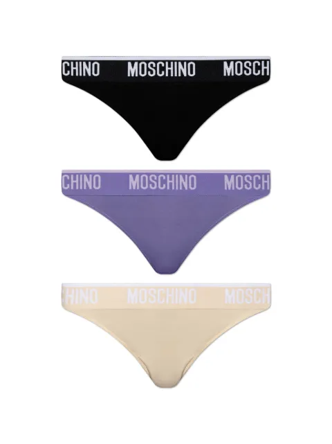 Moschino logo-waistband thongs set of three
