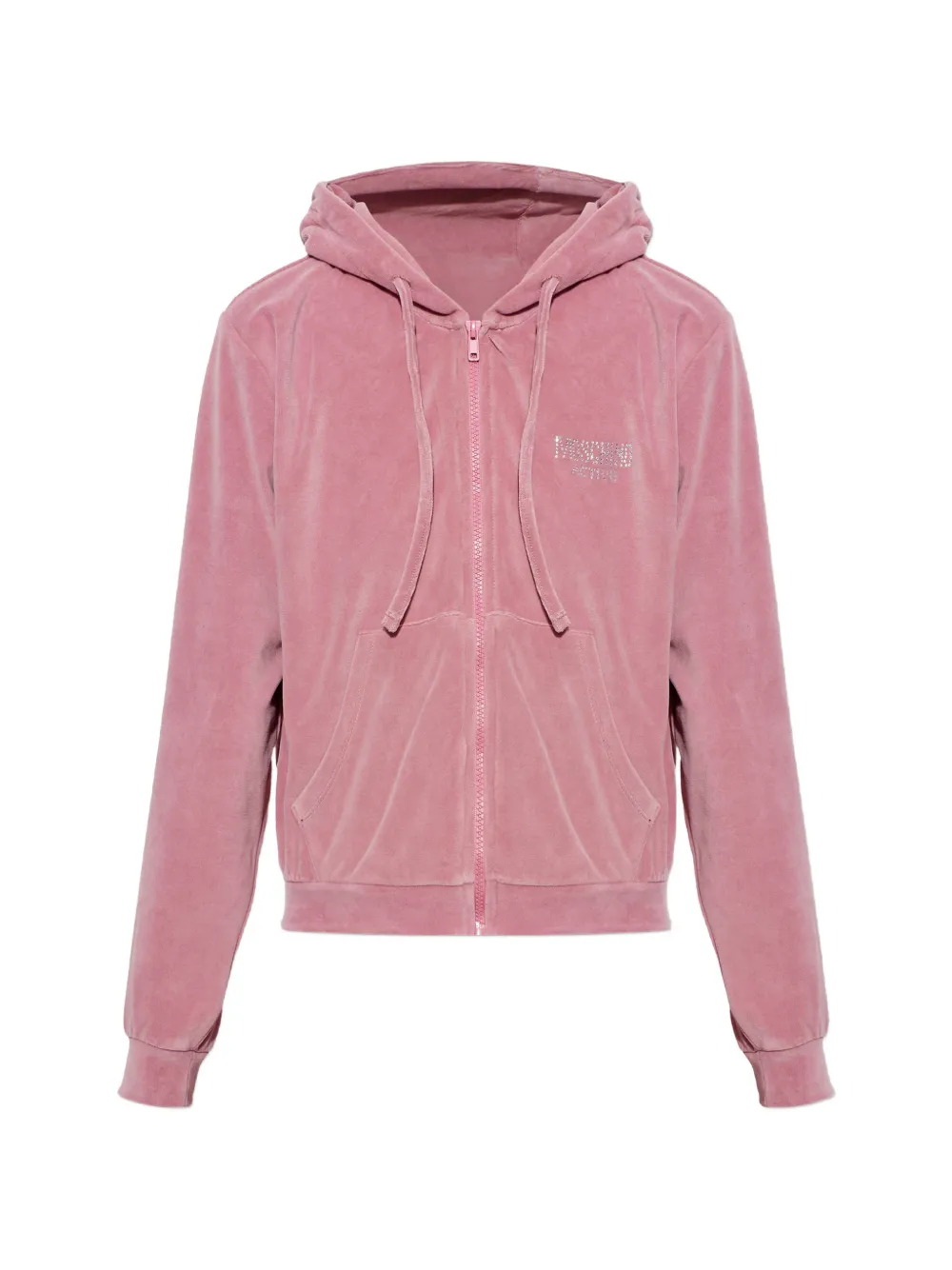 Moschino Active rhinestone-logo zip-up hoodie Roze