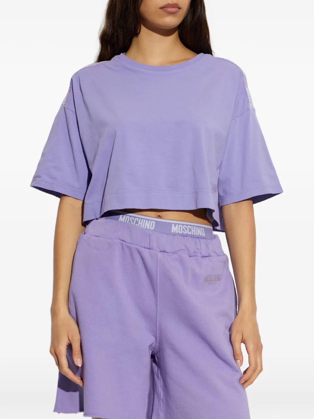 Moschino crop top in cotton jersey Paars