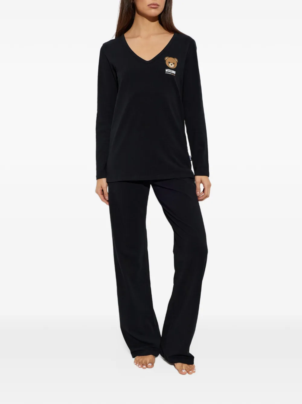 Moschino Underbear logo-patch pajamas Zwart