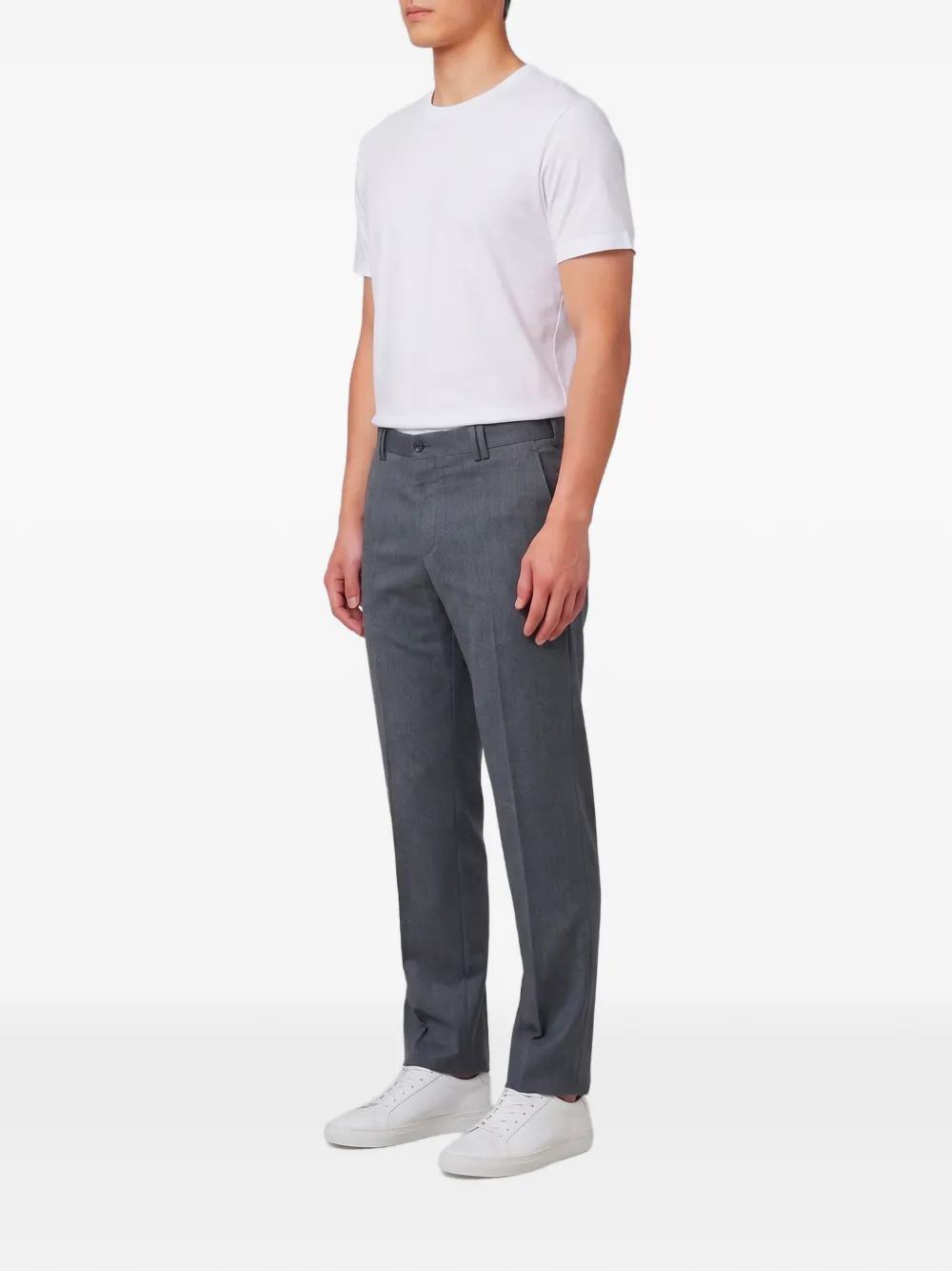 PT Torino Michael herringbone-pattern trousers Grijs