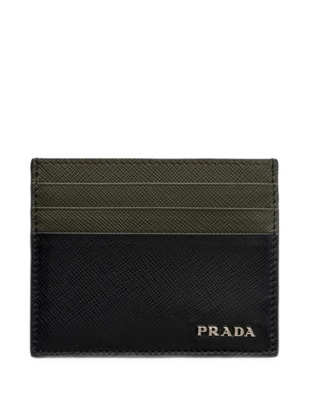 Prada logo-plaque leather card holder Zwart
