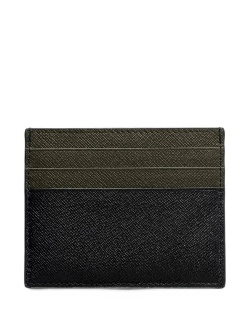 Prada logo-plaque leather card holder Zwart