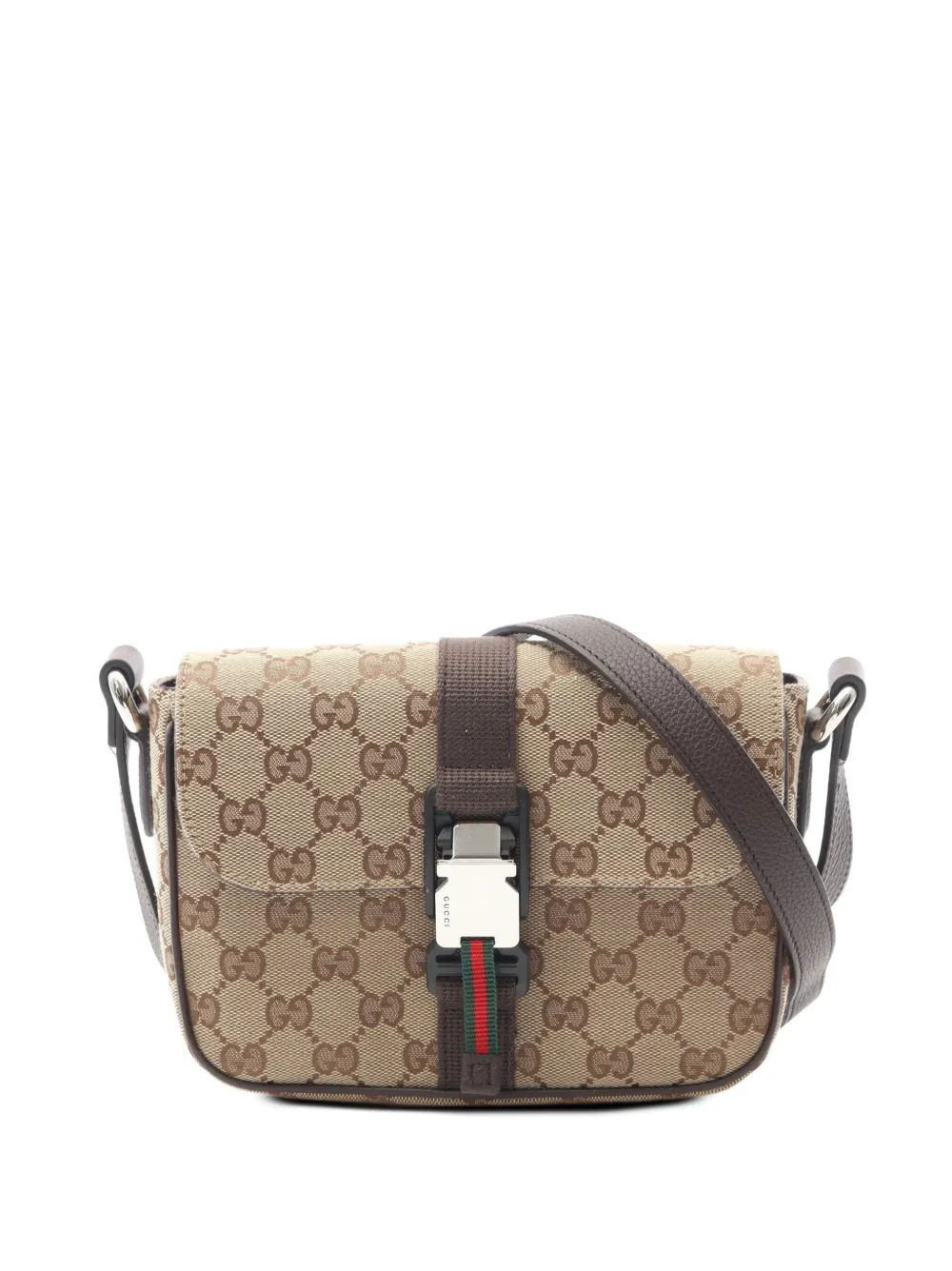 Gucci Pre-Owned 2016-2026 GG Canvas Web Buckle Flap crossbody bag - Toni neutri