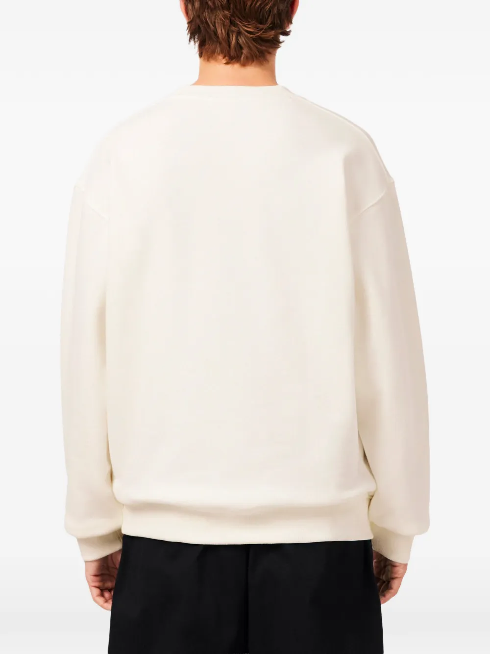 Lacoste embroidered fleece crew neck sweatshirt Beige