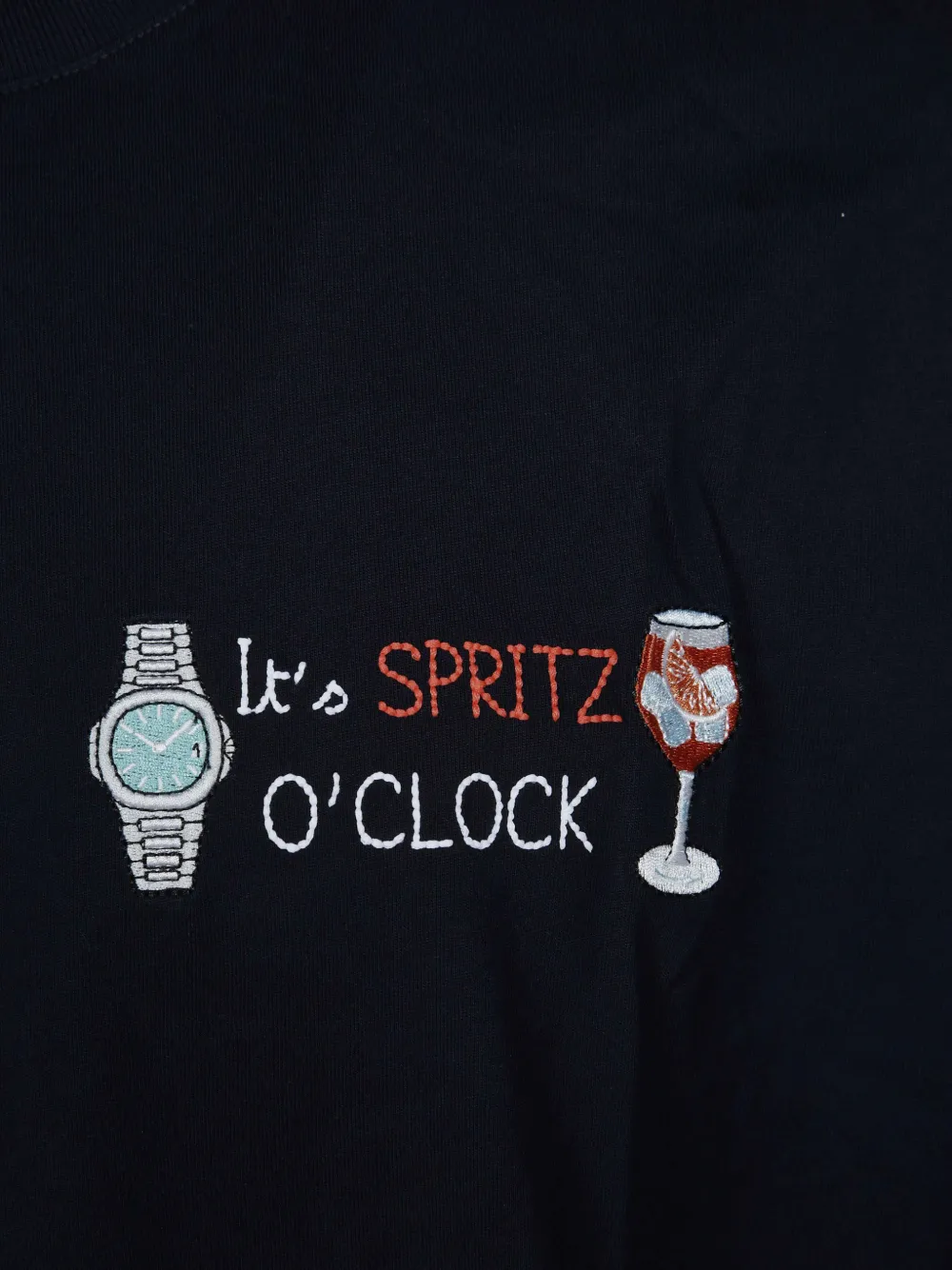 MC2 Saint Barth navy blue Arnott cotton T-shirt with It's spritz o'clock embroidery Blauw
