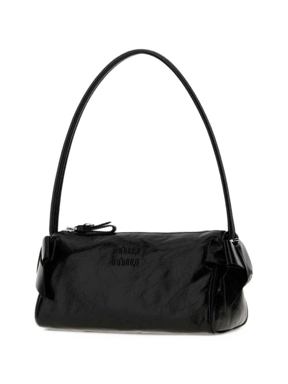 Miu shiny leather pouch Zwart