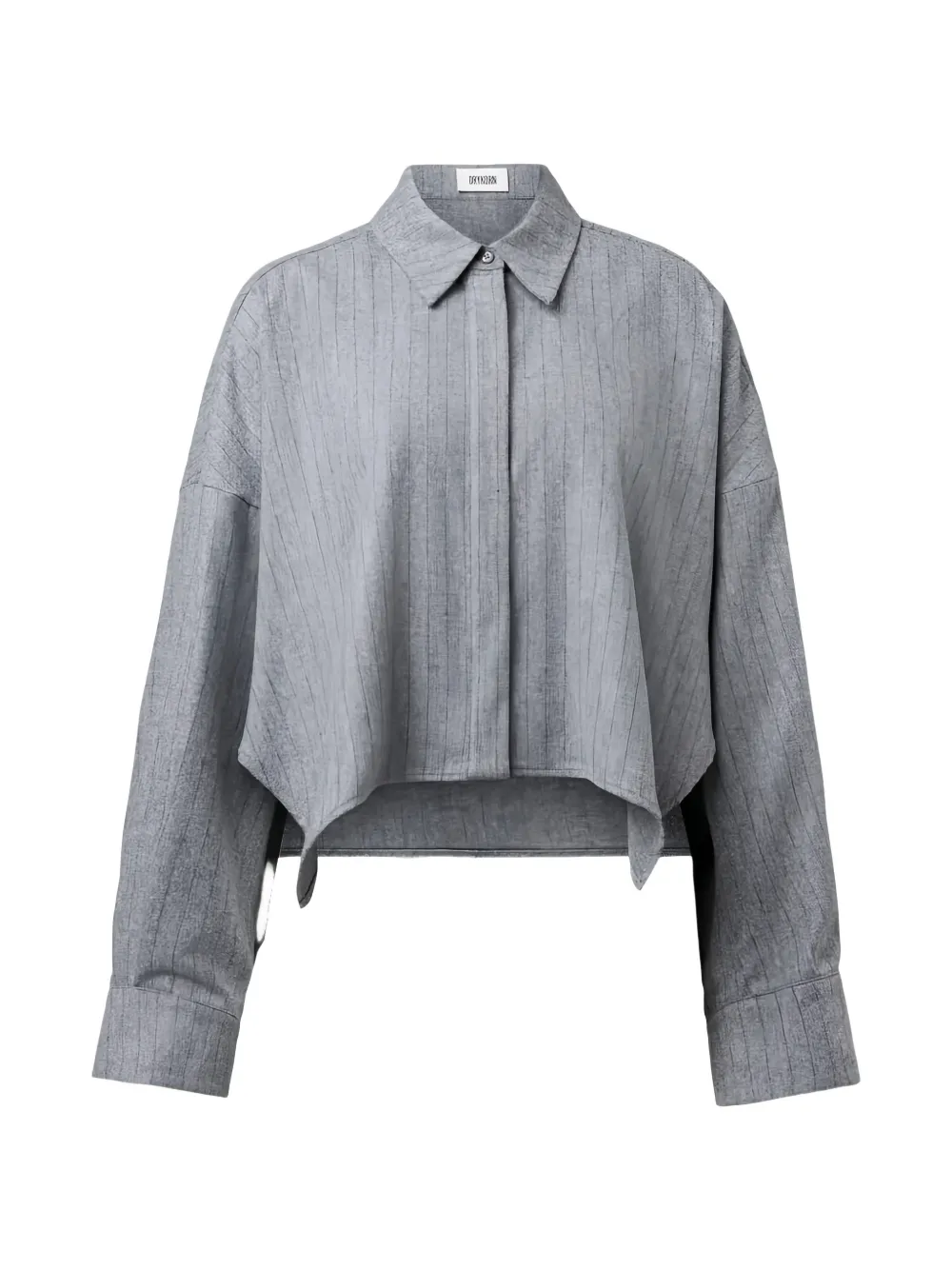 Drykorn Oshia pinstripe-pattern cropped shirt Grijs