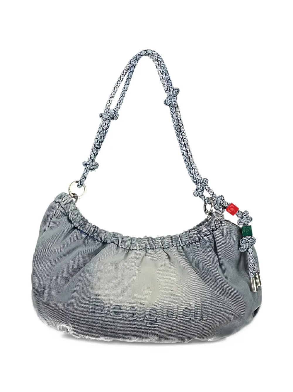 Desigual faded-effect logo-embossed shoulder bag - Blu