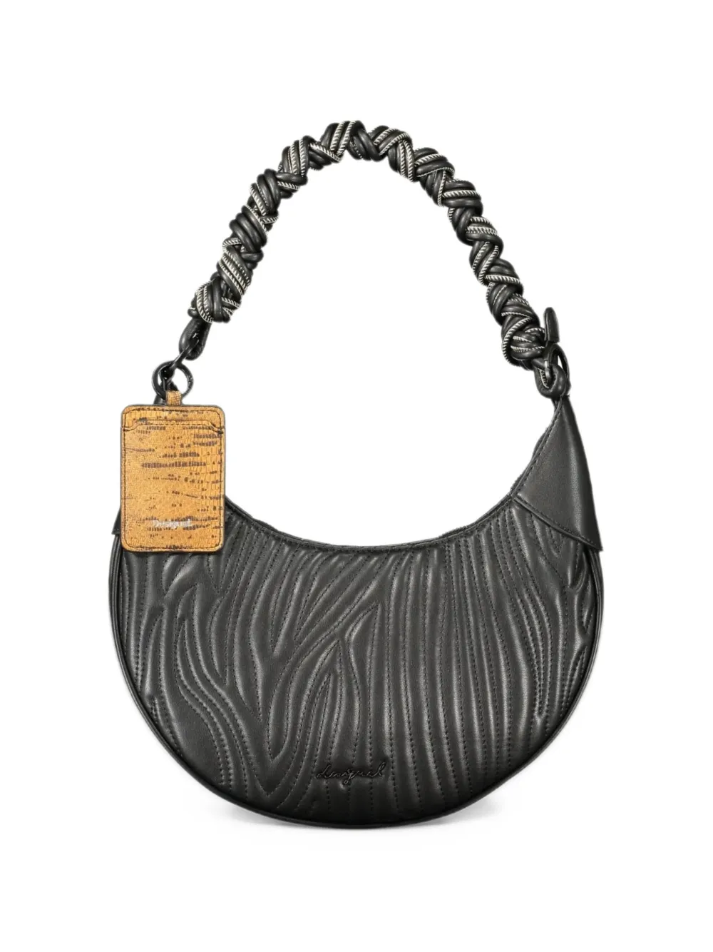 Desigual zebra-quilted braided satchel bag - Nero