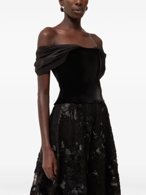 NISSA off-shoulder velvet corset top