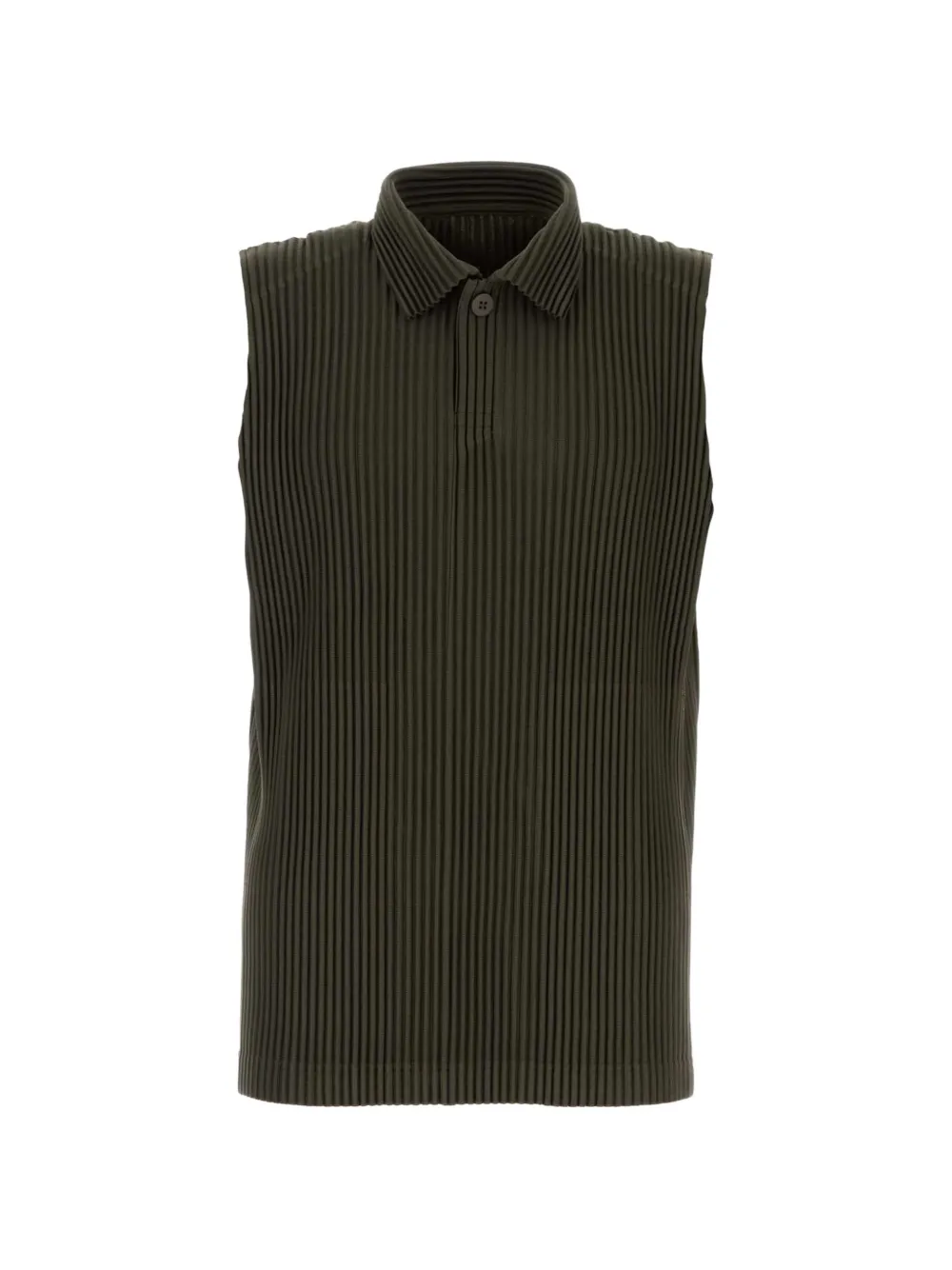Homme Plissé Issey Miyake July pleated sleeveless polo shirt - Verde