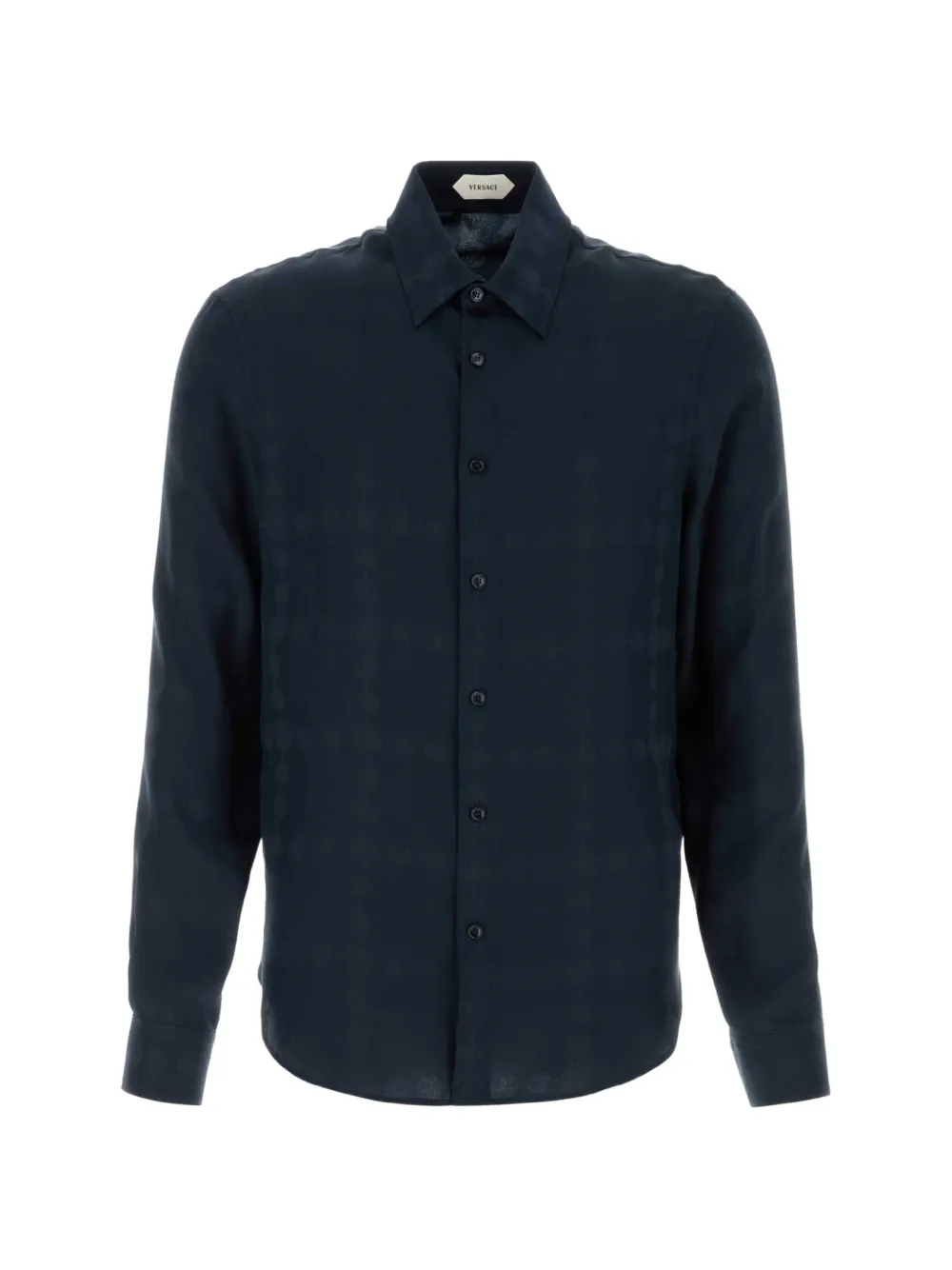 Versace jacquard silk crêpe satin silk shirt Blauw