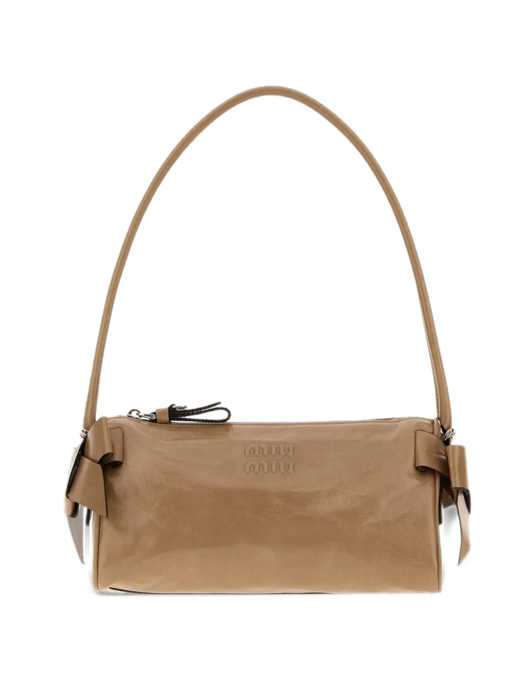 Miu bow-detail leather shoulder bag Beige
