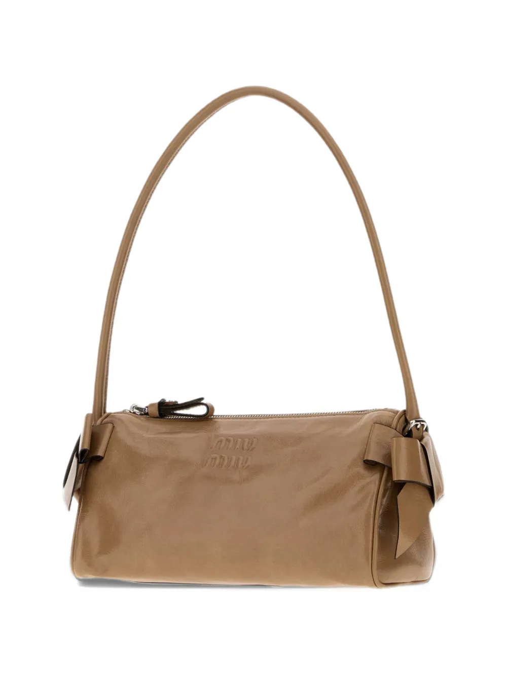 Miu bow-detail leather shoulder bag Beige