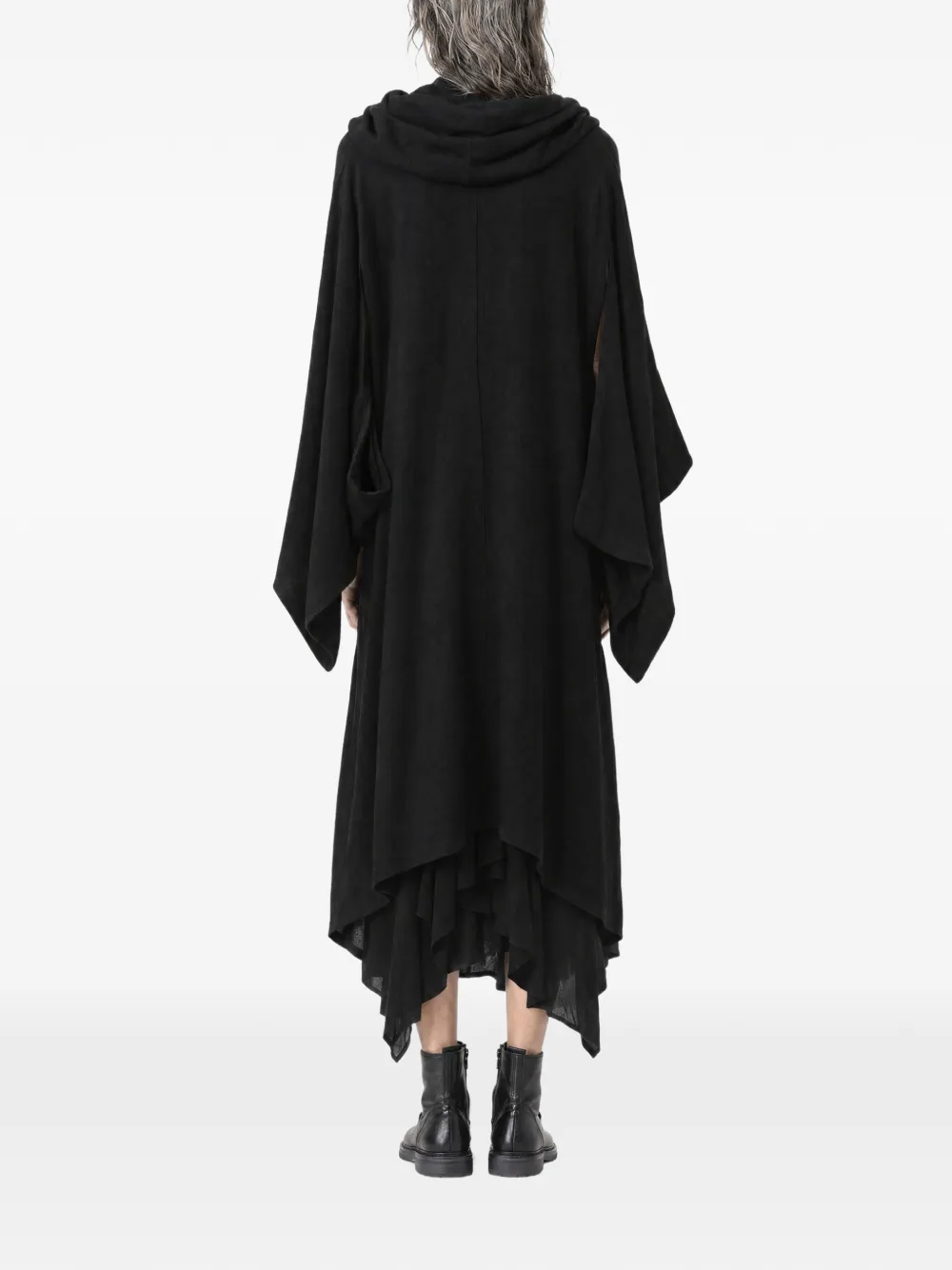 Yohji Yamamoto layered floral-print coat Zwart
