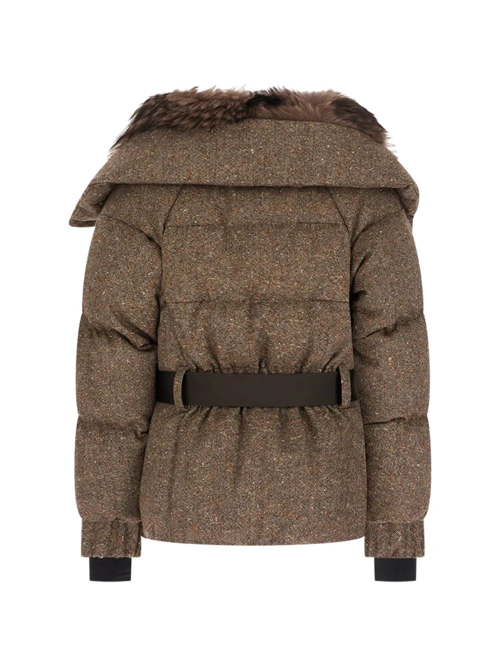 Moncler Grenoble belted fur-collar down jacket Bruin