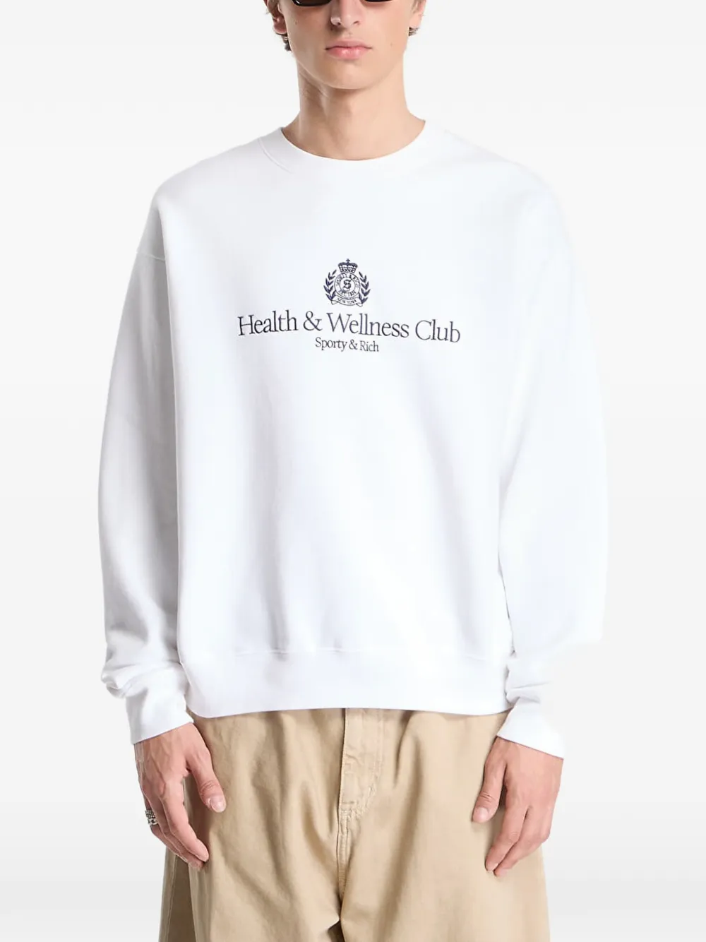 Sporty & Rich H&W-crest embroidered sweater Wit