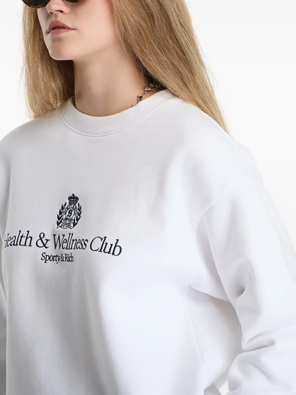 Sporty & Rich H&W-crest embroidered sweater Wit