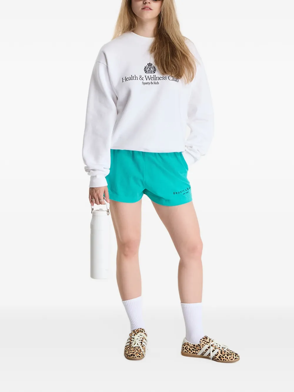 Sporty & Rich H&W-crest embroidered sweater Wit