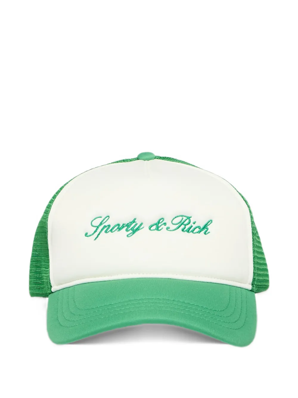Sporty & Rich logo-embroidered mesh-panel trucker hat Wit
