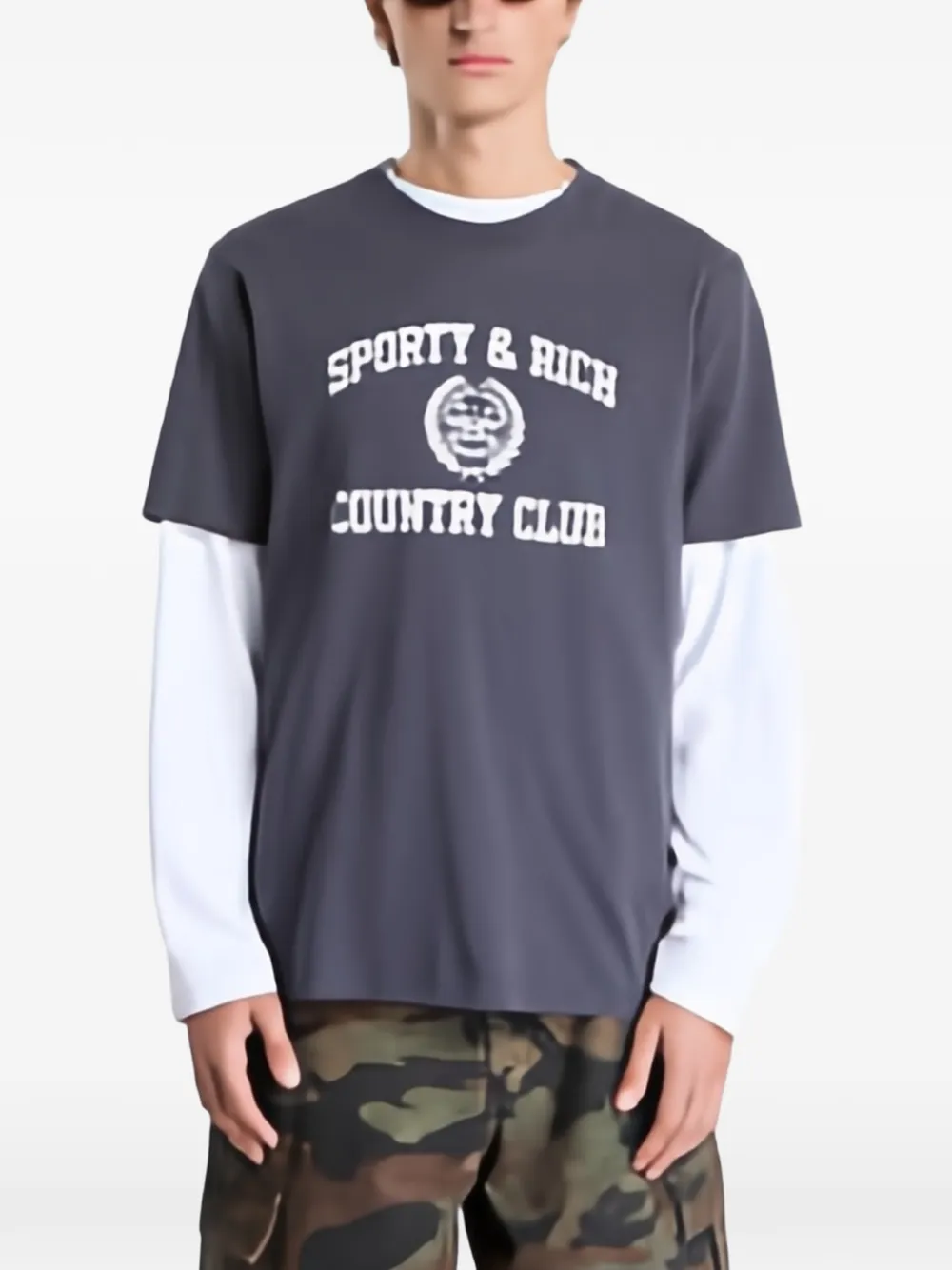 Sporty & Rich Varsity Crest T-shirt Grijs