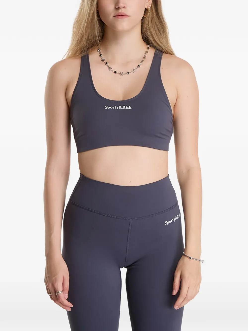 Sporty & Rich Serif Logo sports bra Grijs
