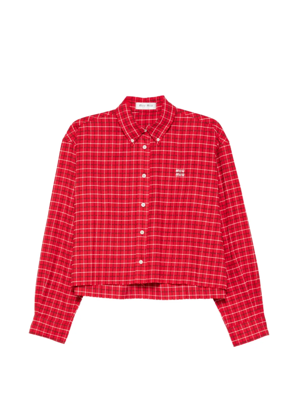 Miu Miu check-pattern cropped shirt - Rosso