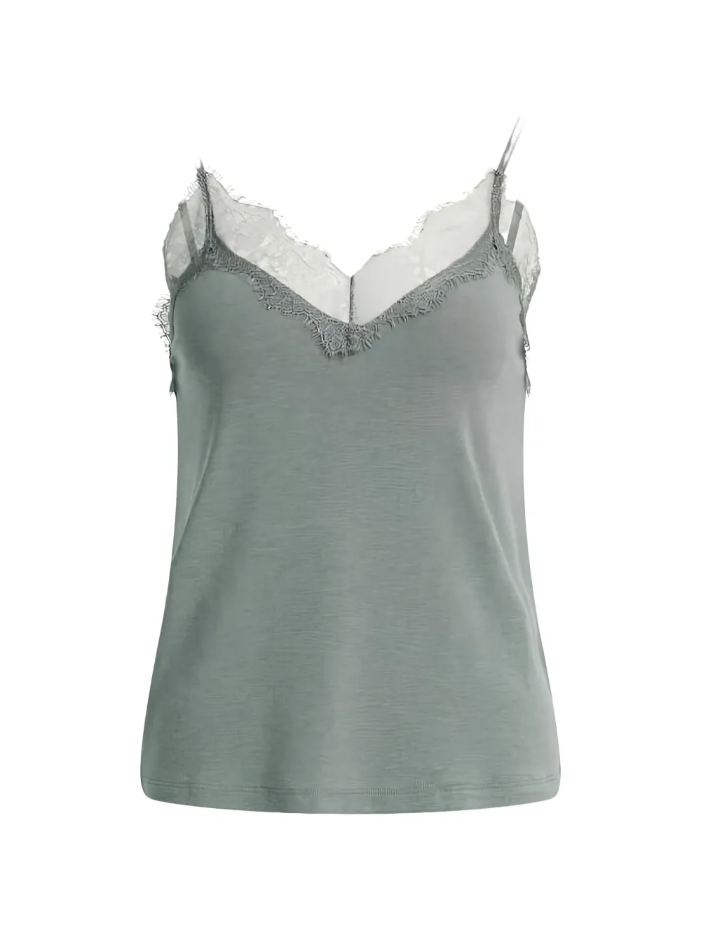 YAYA lace-trim tank top - Gris