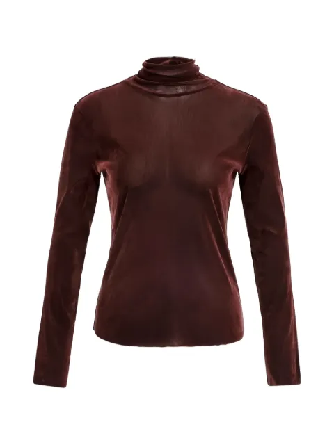 YAYA velvet-effect mesh top