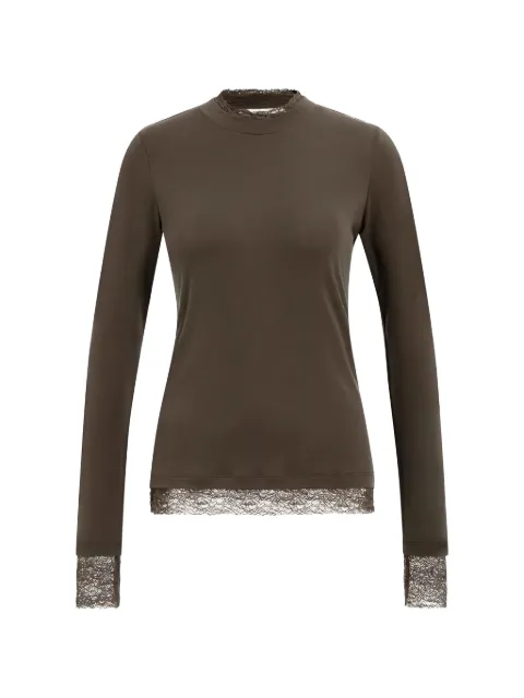 YAYA lace-trim long-sleeve top