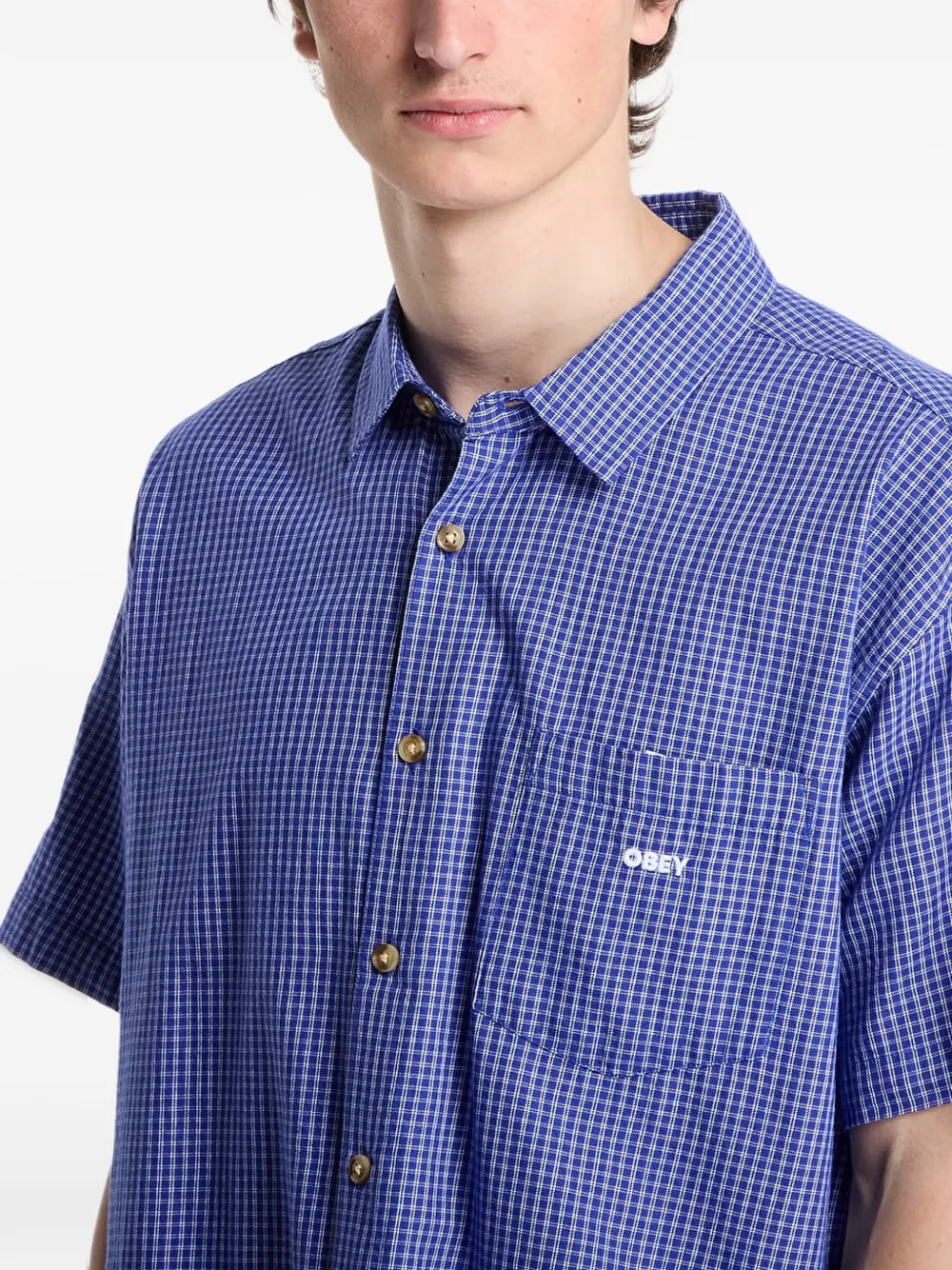 Obey Bigwig Frank gingham-check shirt Blauw