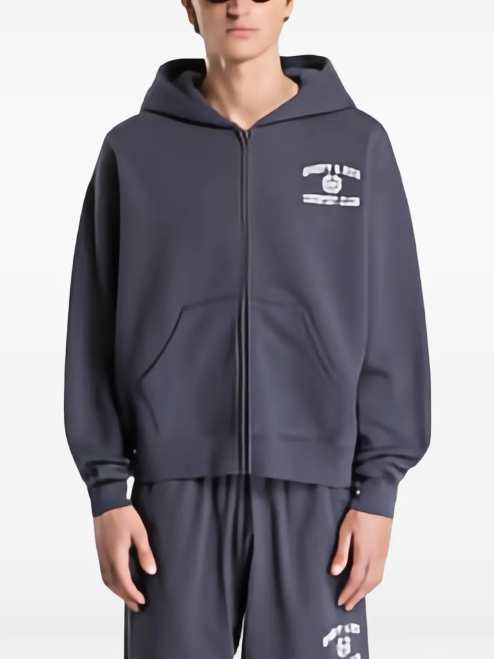Sporty & Rich Varsity Crest zip-up hoodie Grijs