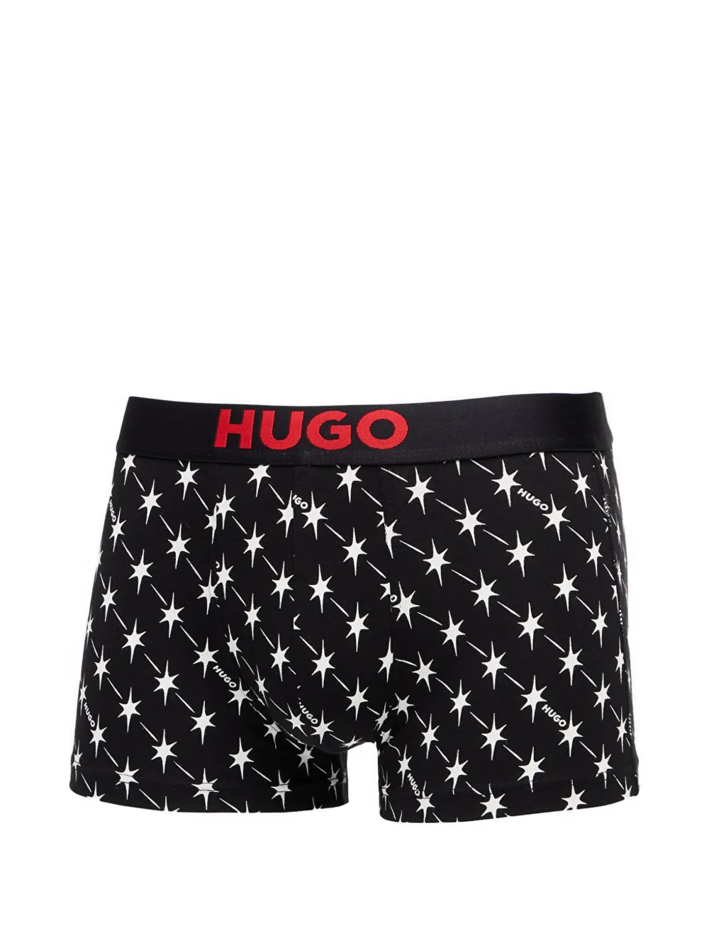 HUGO Drie stretch-katoenen boxershorts met logobanden Zwart