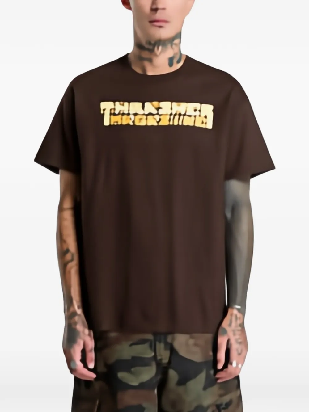 Thrasher Blocks logo-print T-shirt - Marron