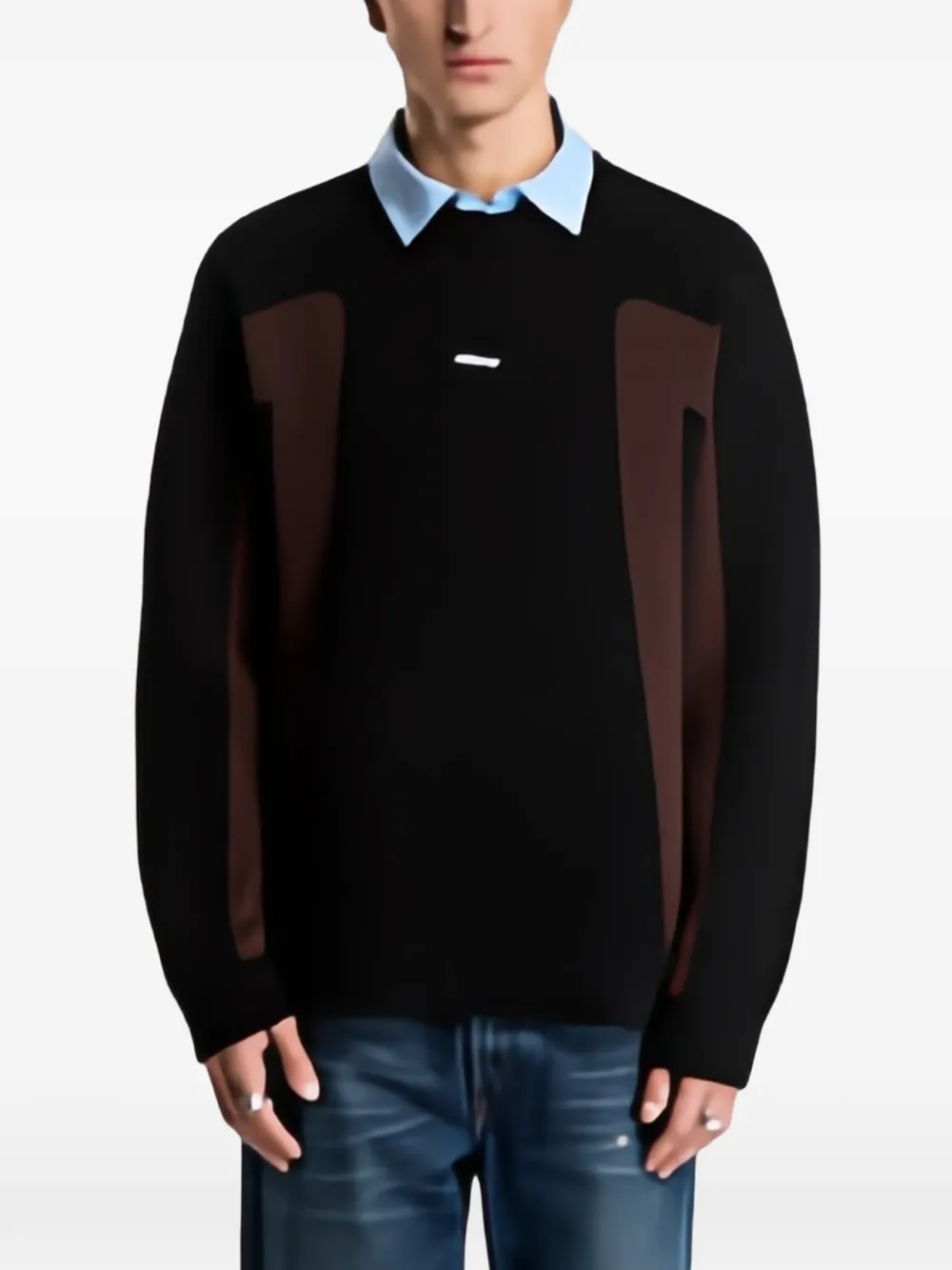 Obey Brann logo-embroidered sweater Zwart
