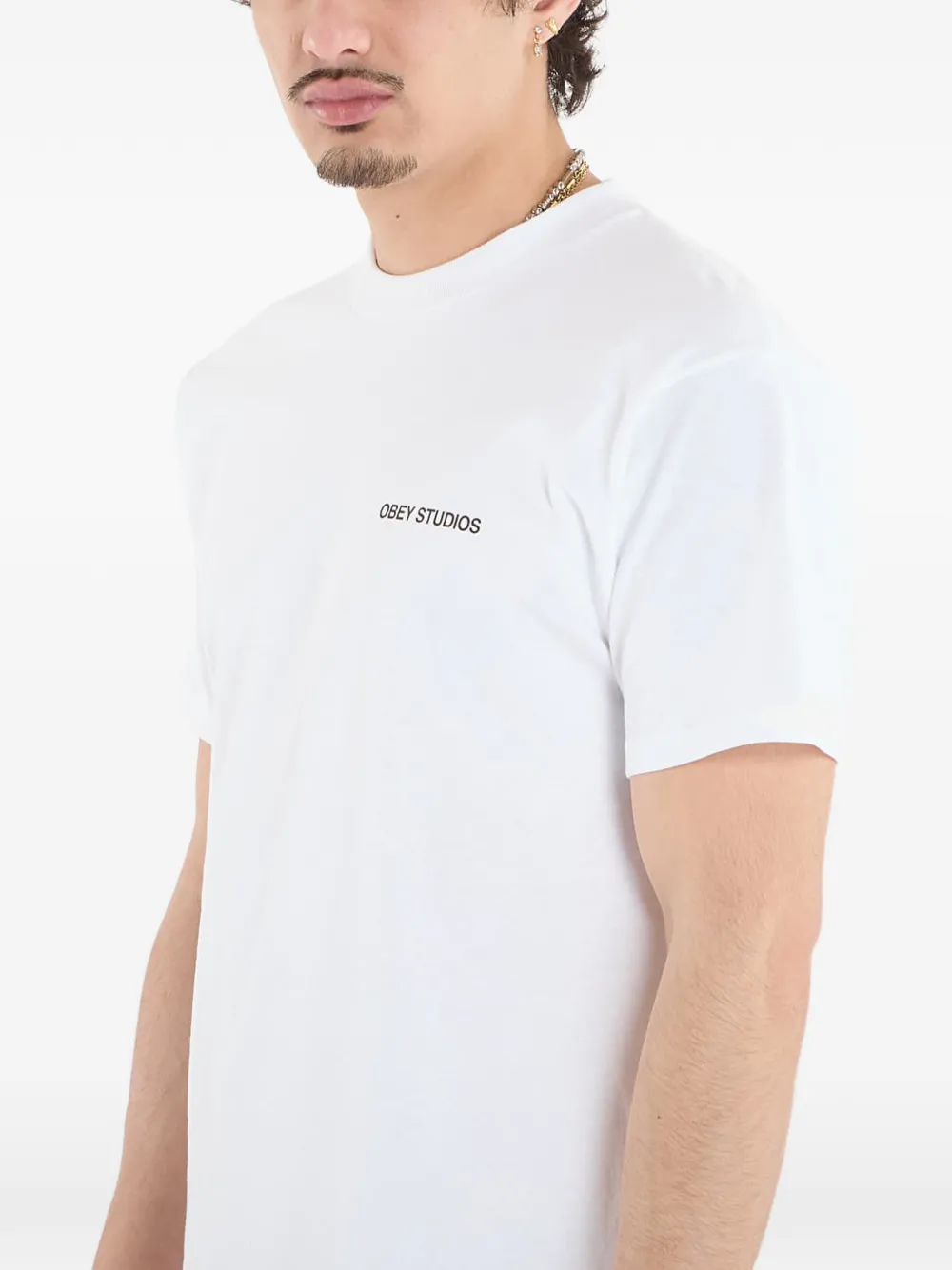 Obey logo-print T-shirt Wit