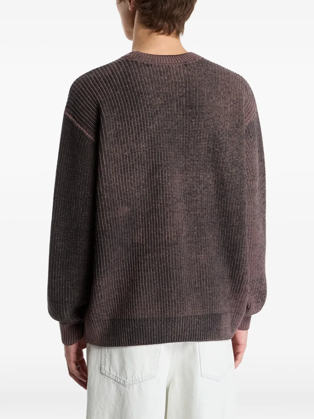 Obey spray-effect ribbed-knit sweater Paars