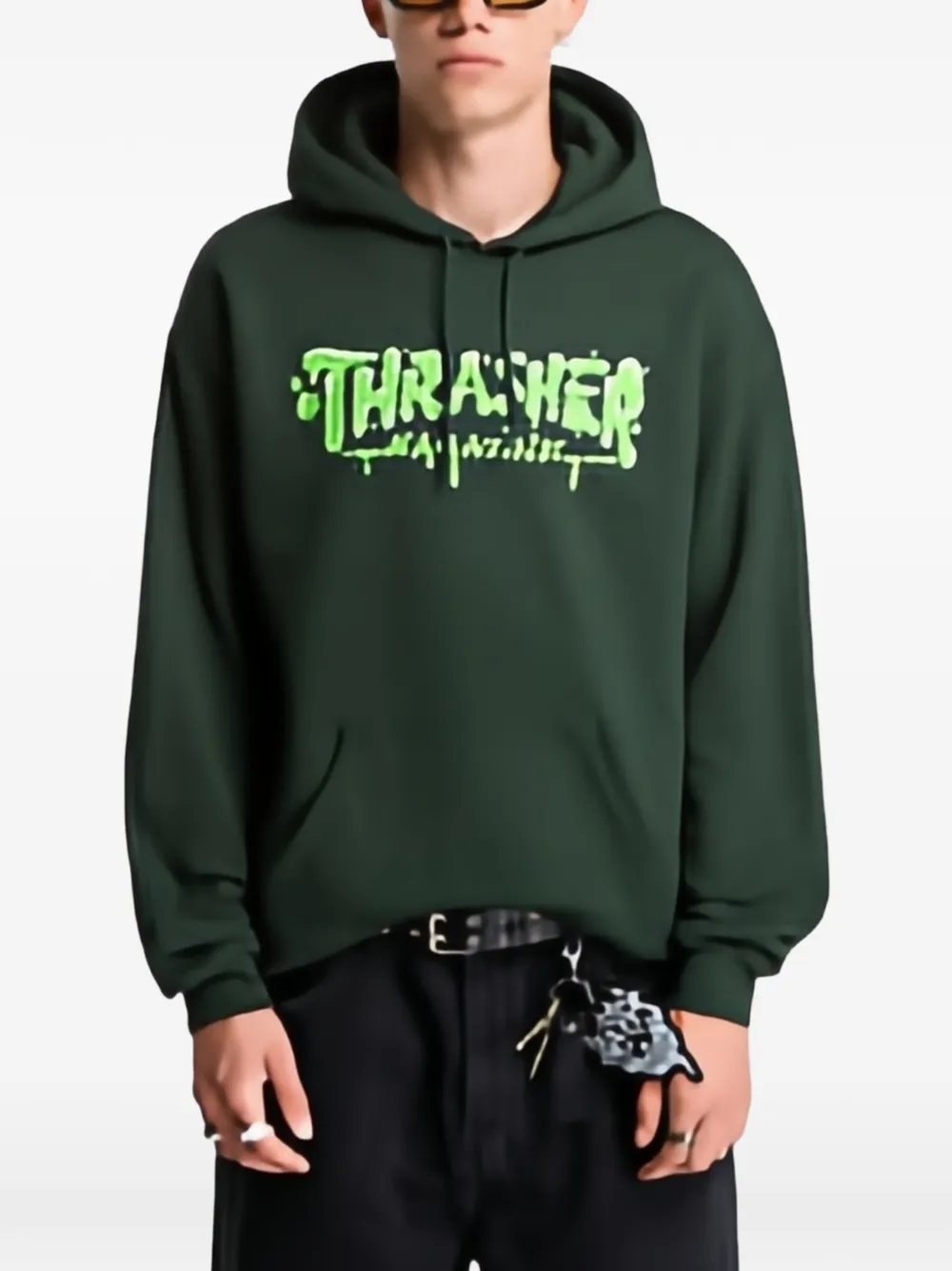 Thrasher Wet Paint pouch hoodie - Verde