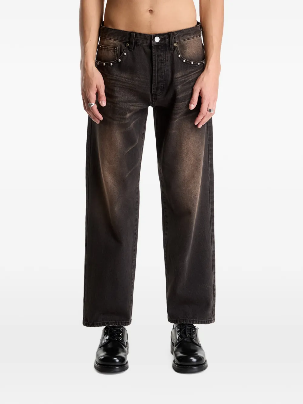 Obey studded Boxcar jeans Zwart