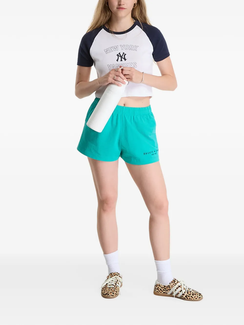 Sporty & Rich title embroidered disco shorts Blauw