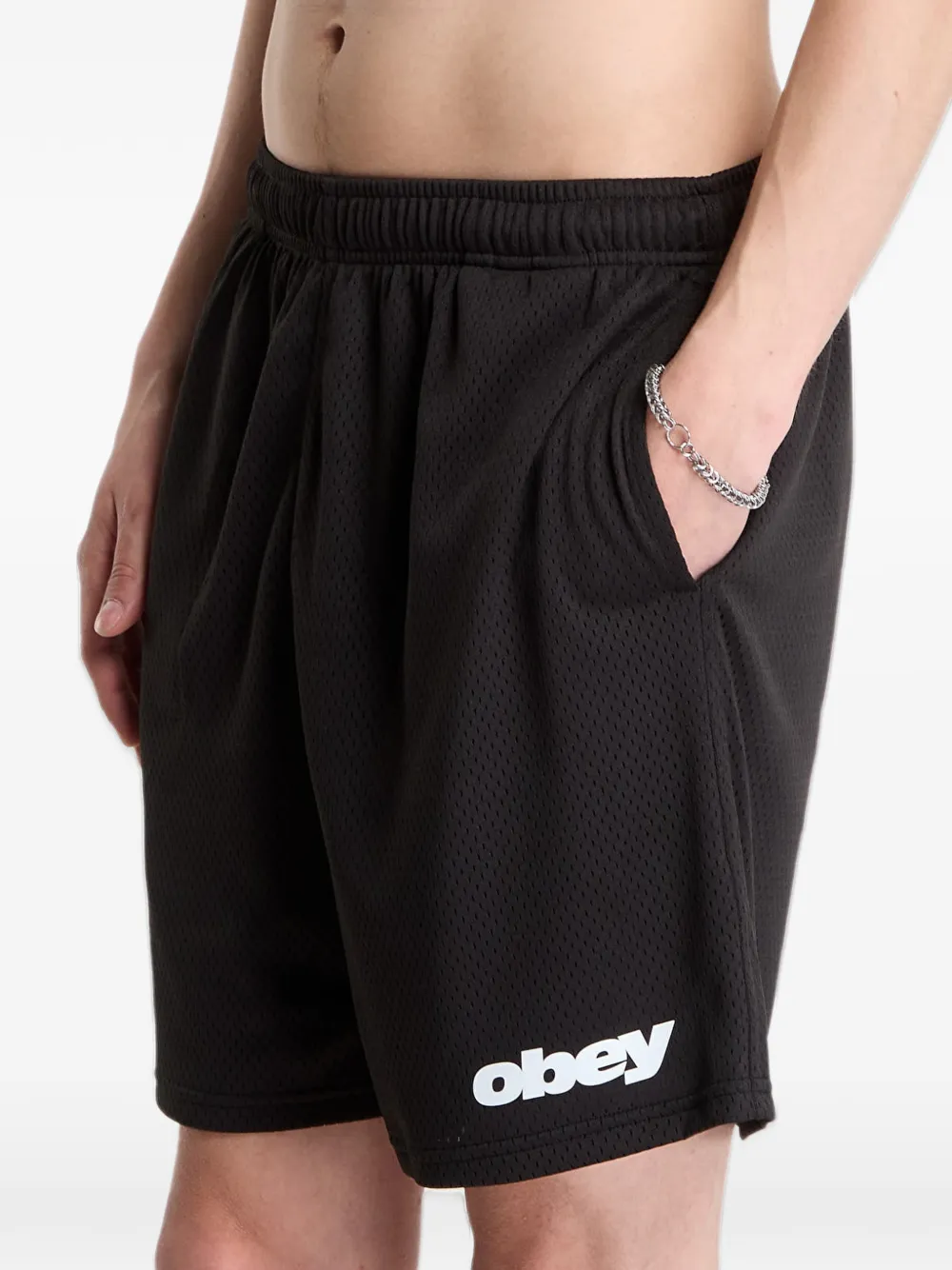 Obey stanton mesh shorts Zwart